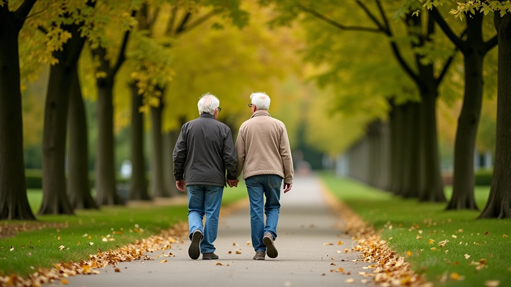 Seniori pastaigā pilsētas parkā