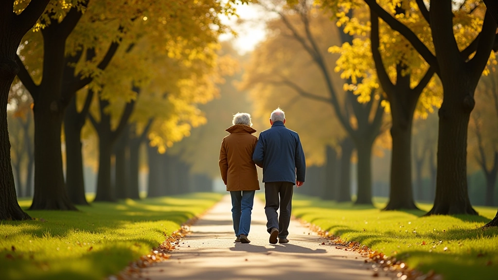 Seniori pastaigas laikā zaļajā parkā
